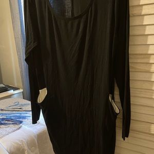 Black dress white pockets comfy size med